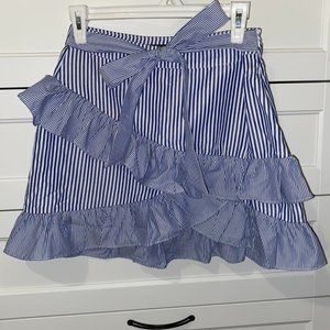 Asymmetrical Striped Skirt w/ Front Tie